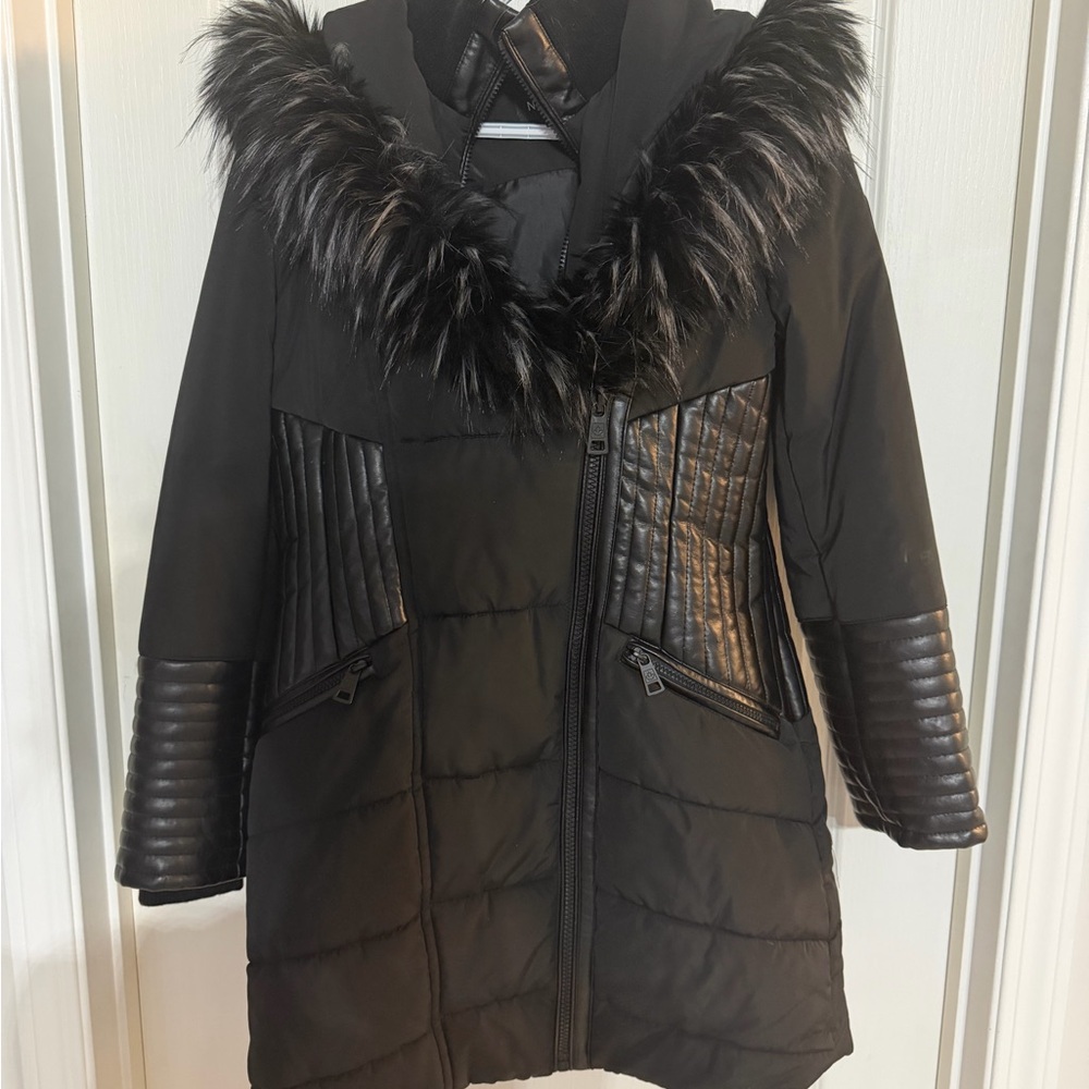 Northside Black Puffer Jacket with Fur Trim